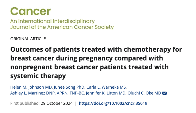 Chemotherapy Outcomes in Pregnant Breast Cancer Patients - ACS Journal Cancer